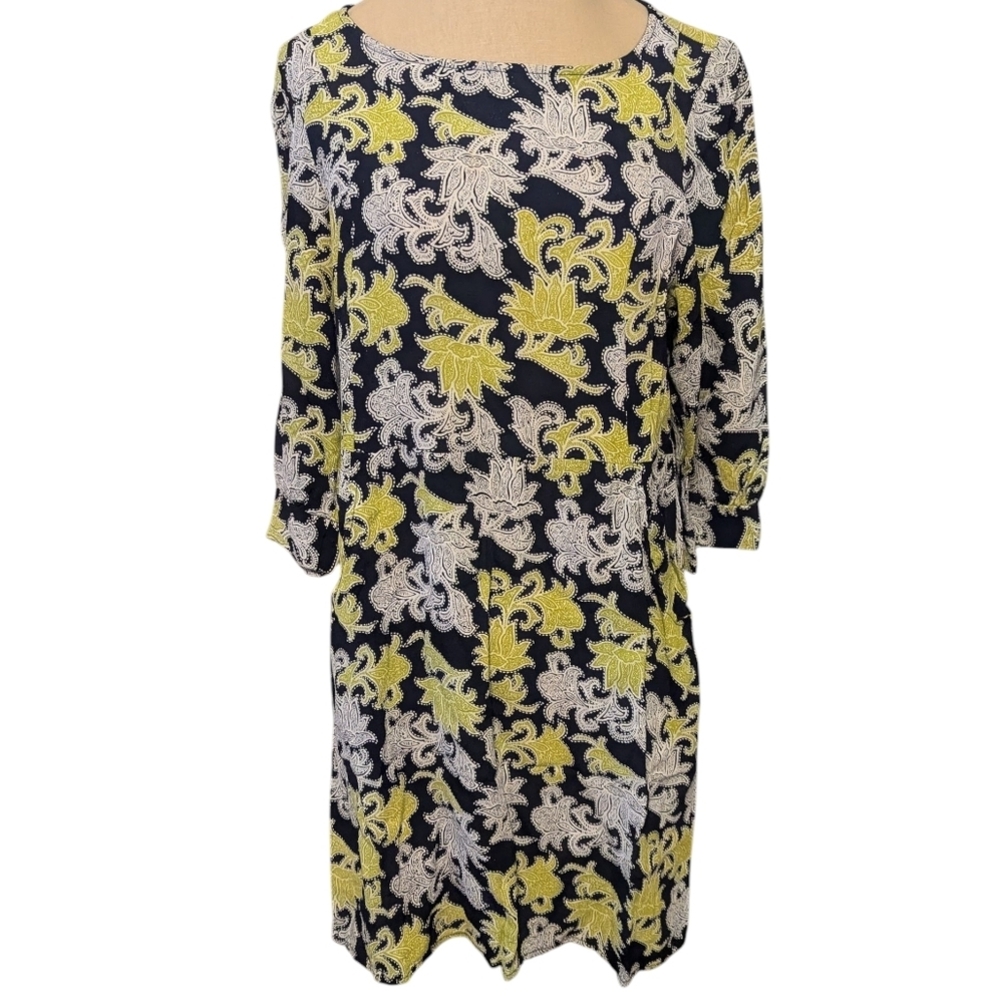 Loco‎ Lindo Vintage Inspired Floral Rayon Ornate Midi Dress Retro Girly Pockets
